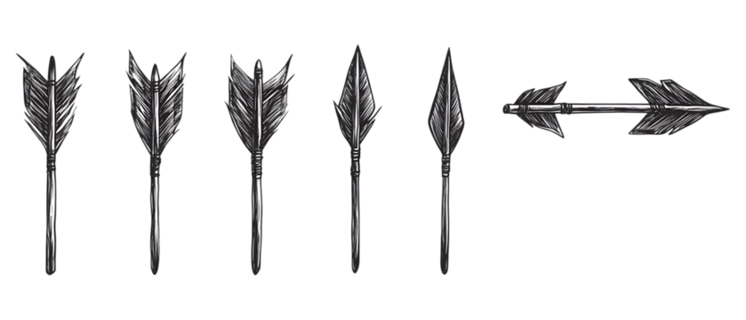Pack Collection Arrowhead Evolution Ancient Weapon Design Progression set against transparent background