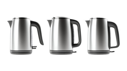 Pack Collection Sleek Stainless Steel Electric Kettles A Modern Kitchen Essential set against transparent background