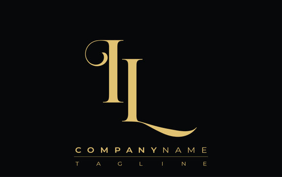 IL Abstract Creative Jewelry Logo. A stylish logo featuring golden monogram initials in an elegant and modern typography, perfect for branding
