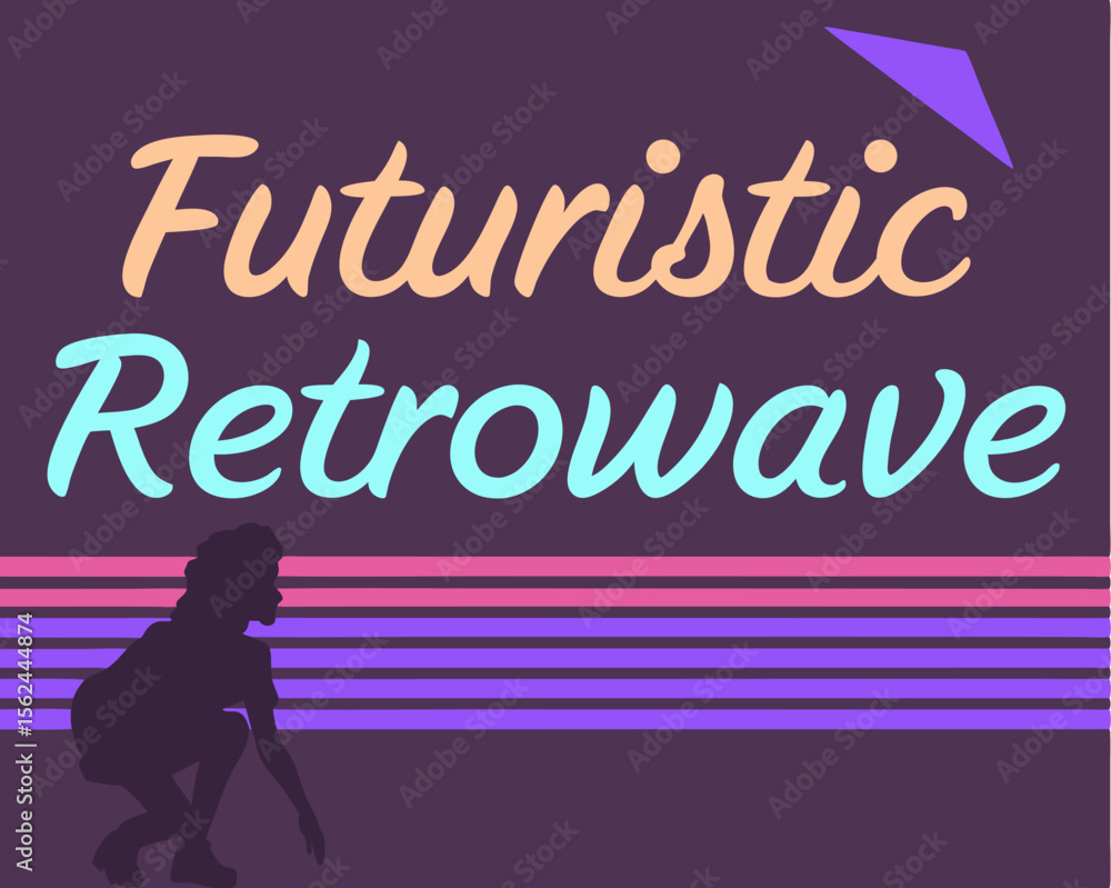 Poster the font has a futuristic and retrowave aesthetic, with striped gradient effects applied to its glow