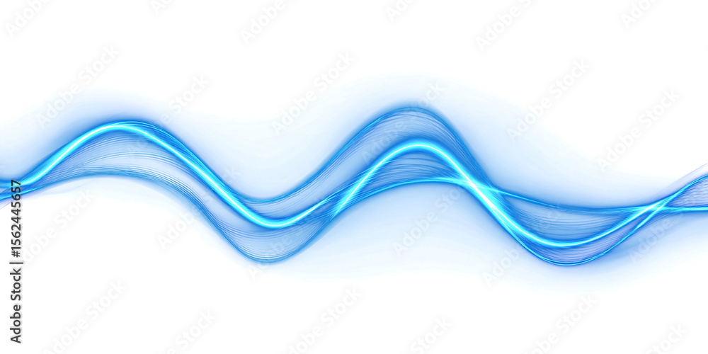 Canvas Prints abstract neon wave on transparent background. blue glowing wavy line. design element. energy. moveme
