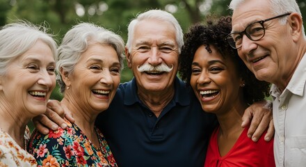 Friendship Day Celebration – AI-Generated Elderly Men and Women Outdoors Enjoying Lasting Friendship, Human Connection, and Warm Social Bonding