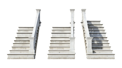 Pack Collection Elegant Stone Staircase 3D Model Views for Design  Architecture set against transparent background