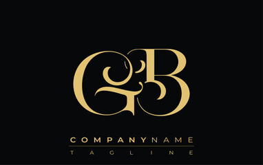 Fototapeta premium GB Abstract Creative Jewelry Logo. A stylish logo featuring golden monogram initials in an elegant and modern typography, perfect for branding