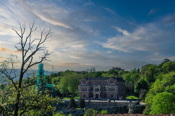 Sunset Glow on an Elegant Historical Building in Comillas