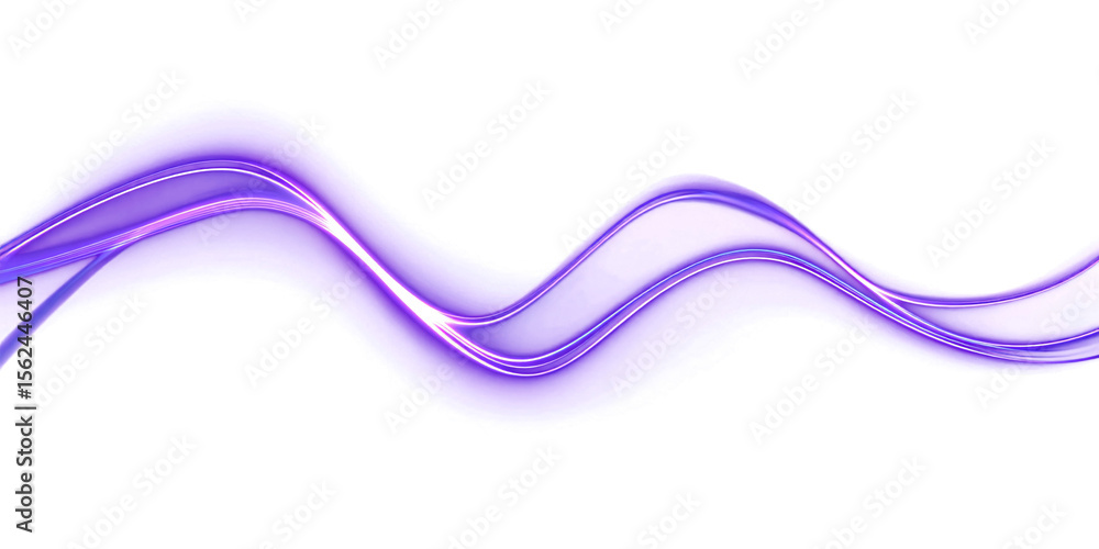 Canvas Prints abstract neon wave on transparent background. purple glowing wavy line. violet. design element. ener