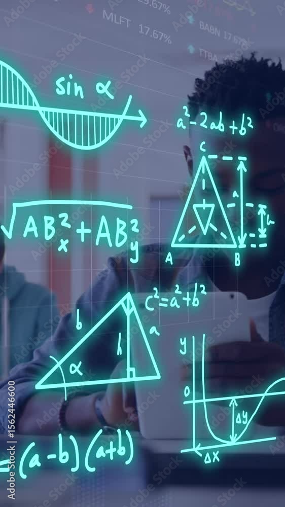 Poster animation of equations and data processing over diverse students