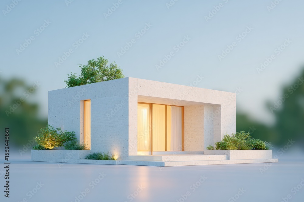 Aufkleber minimalistic image capturing clean architectural design of energy-efficient home with sustainable ma