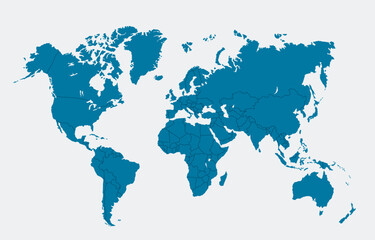 Global Country Borders Blue Silhouette
