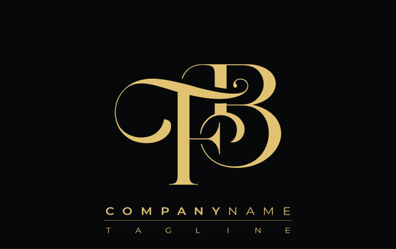 FB Abstract Creative Jewelry Logo. A stylish logo featuring golden monogram initials in an elegant and modern typography, perfect for branding