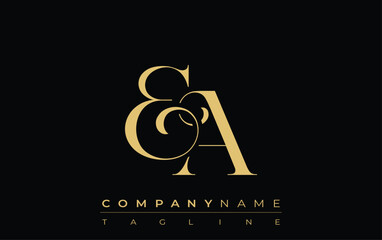 EA Abstract Creative Jewelry Logo. A stylish logo featuring golden monogram initials in an elegant and modern typography, perfect for branding