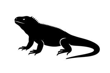 Fototapeta premium Majestic Jamaican Iguana Silhouette with Tropical Backdrop
