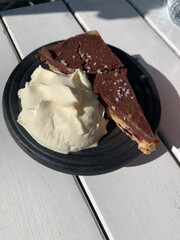 Chocolate tart/cake with whipped cream