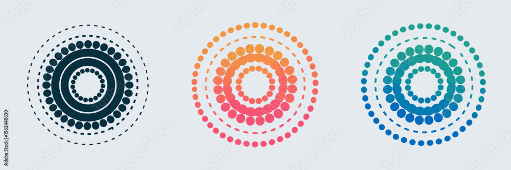Poster patterned circular dot vector icons for interface design
