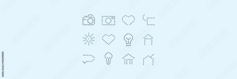 Poster clean dot pattern vector illustration of common icons on white background