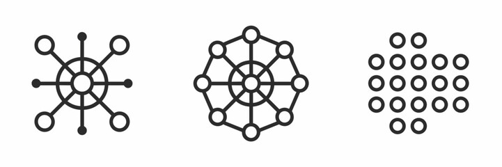 Minimalist icon set of dots, points, and clusters in grayscale