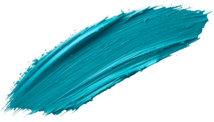 Thick textured turquoise paint brush stroke across a clean white background