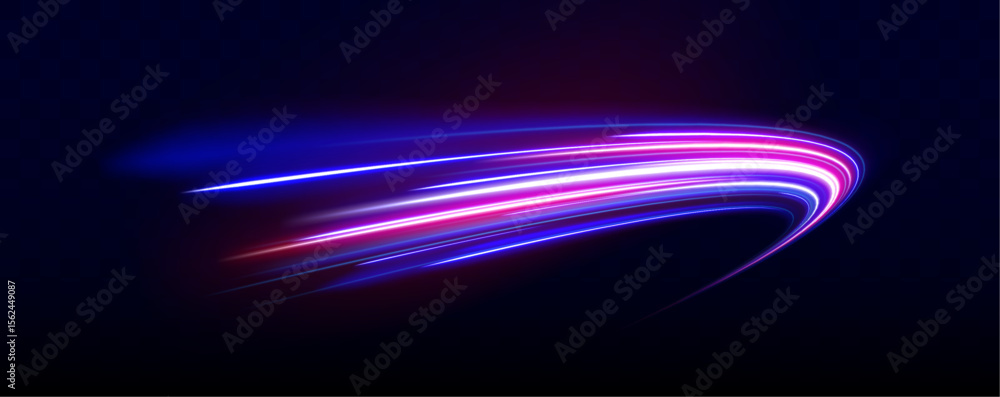 Poster neon color glowing lines background, high-speed light trails effect. big data traffic visualization,