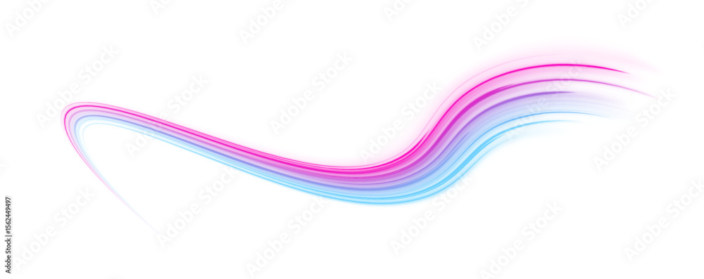 Fototapete Cyberpunk light trails in motion or slow shutter effect. Database fast data transfer acceleration.Vector PNG. Image of speed motion on the road.	