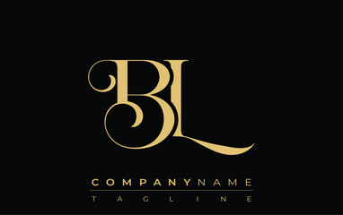 BL Abstract Creative Jewelry Logo. A stylish logo featuring golden monogram initials in an elegant and modern typography, perfect for branding