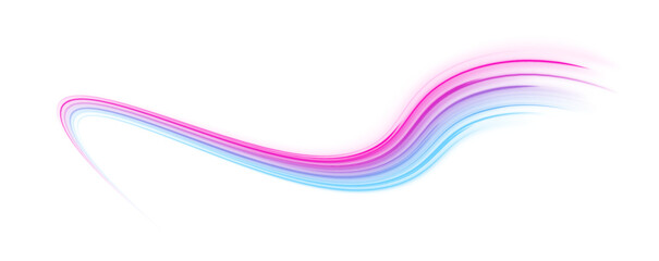 Cyberpunk light trails in motion or slow shutter effect. Database fast data transfer acceleration.Vector PNG. Image of speed motion on the road.	