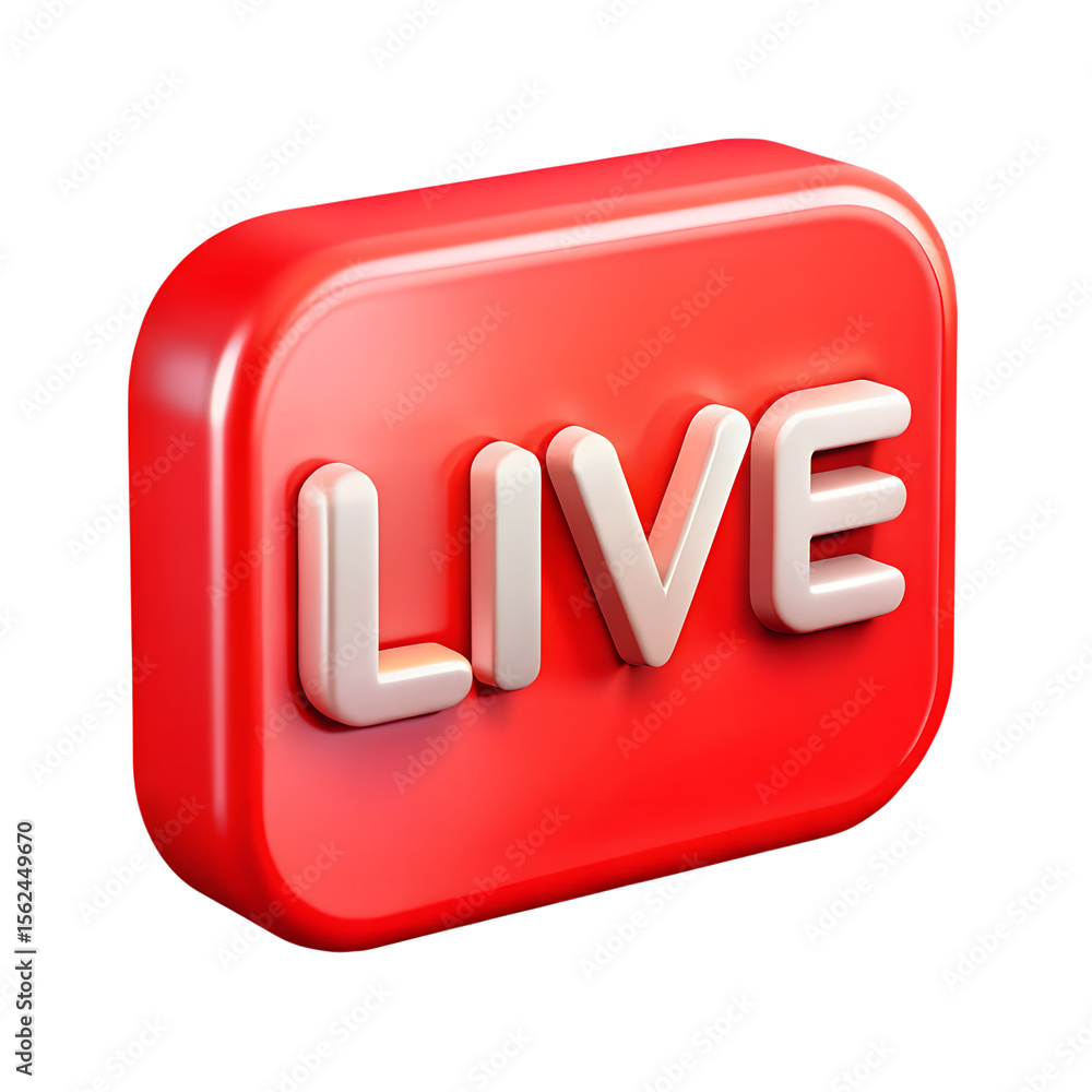 Fototapete 3d red button with the word live written on it