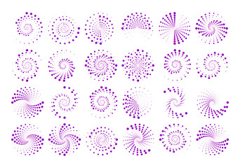 Halftone dots in circle form. round logo. Round dotted pattern geometric background. Dotted circle, vintage abstract dot halftones frames and random dots circles.	