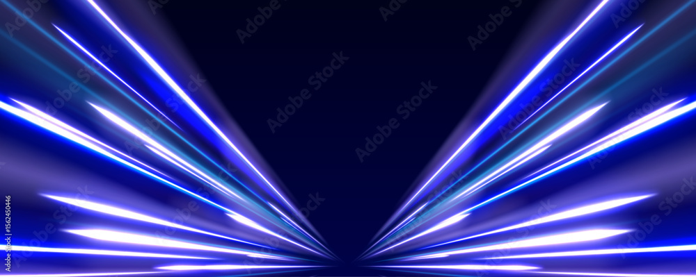 Aufkleber abstract neon light rays background. vector blue glowing lines air flow effect. laser beams luminous