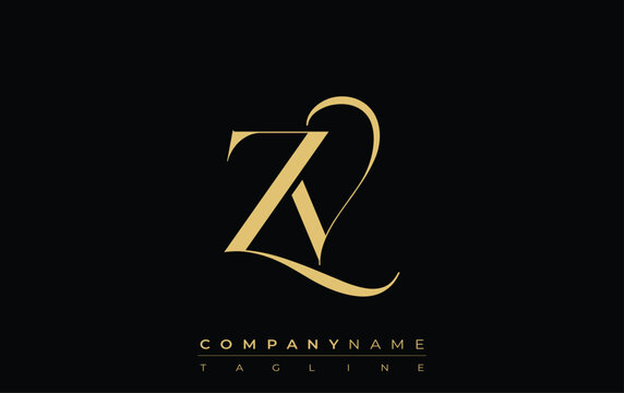 ZV Abstract Creative Jewelry Logo. A stylish logo featuring golden monogram initials in an elegant and modern typography, perfect for branding