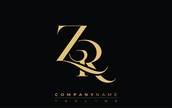ZR Abstract Creative Jewelry Logo. A stylish logo featuring golden monogram initials in an elegant and modern typography, perfect for branding