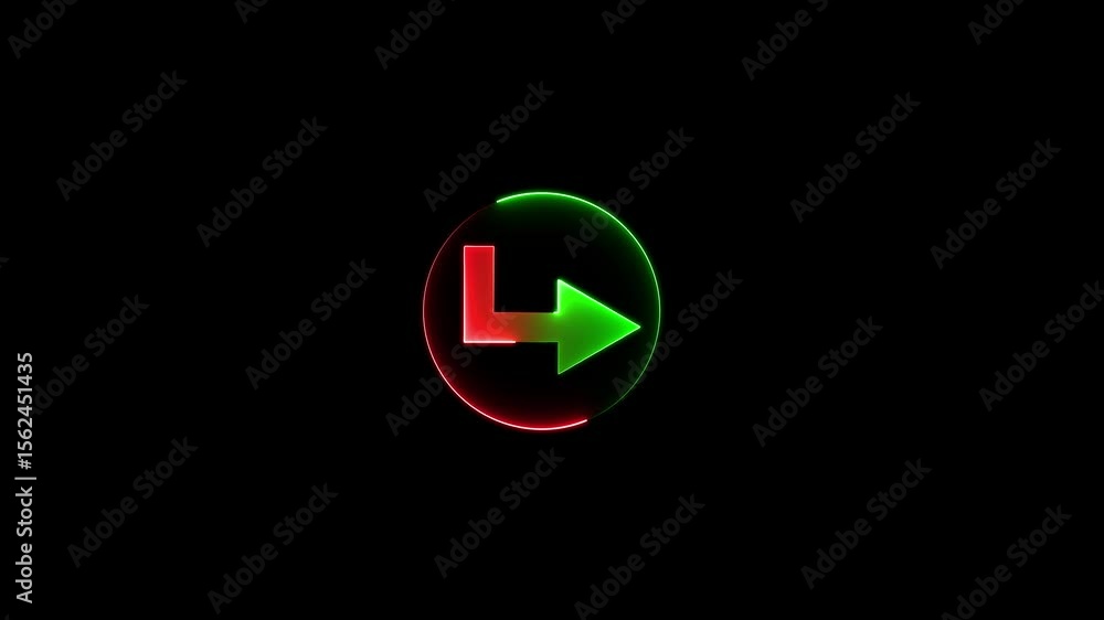 Poster abstract beautiful neon arrow icon animation background. abstract direction neon arrow sign icon ani