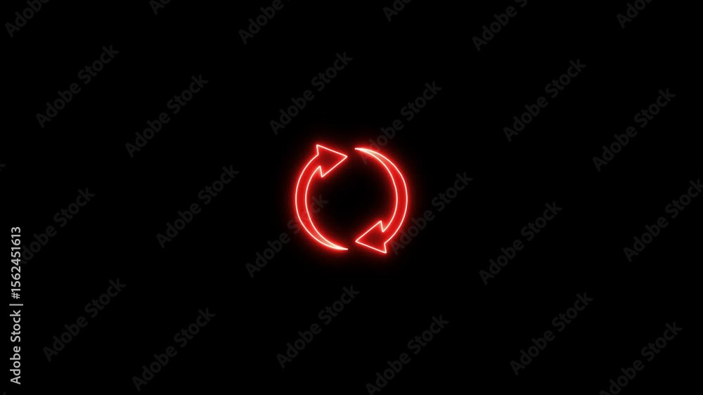 Poster glowing neon line refresh icon isolated on black background. reload symbol. reload icon animation on