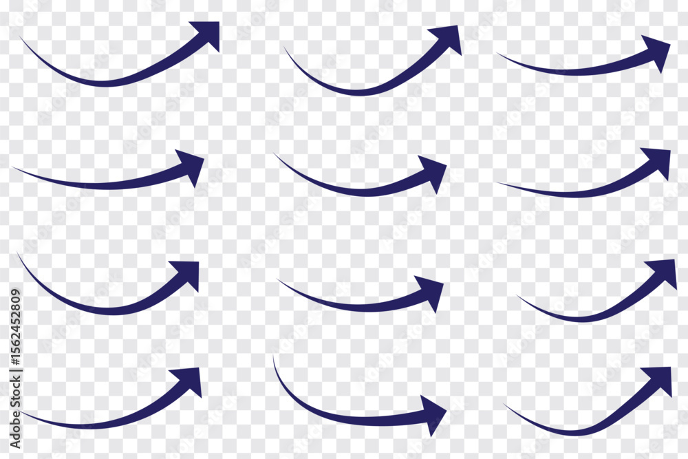 Poster curved arrows set. curved arrow icons. arrow symbol collection. curved arrow vector set modern right