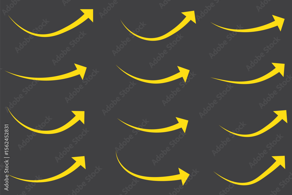Poster curved arrows set. curved arrow icons. arrow symbol collection. curved arrow vector set modern right