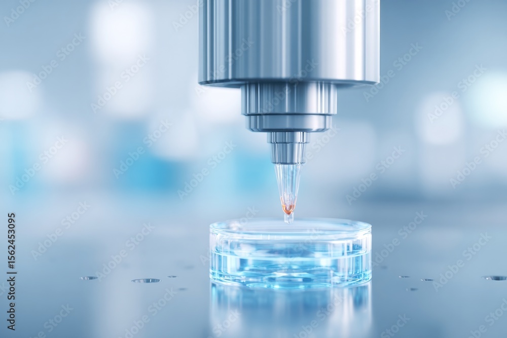 Poster 3d bioprinter printing layer of cellular material on sterile platform