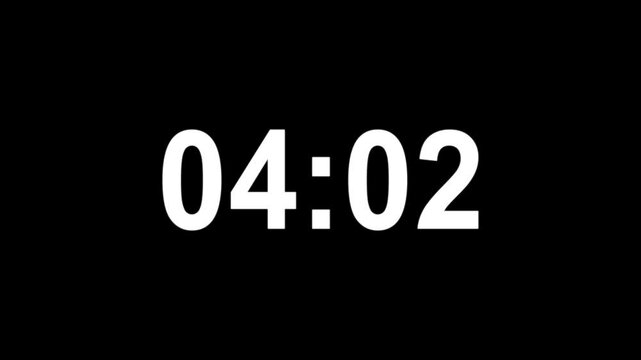 5 Minute digital negative countdown. five minute digital timer. digital timer 5 minutes.time management.
