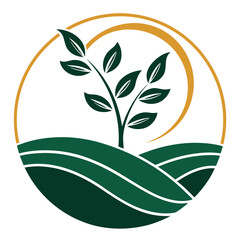 Modern Agriculture Farm Logo Set Eco Farming & Organic Field Landscape Icons Minimal Green Nature Emblem for Sustainable Agriculture Branding

