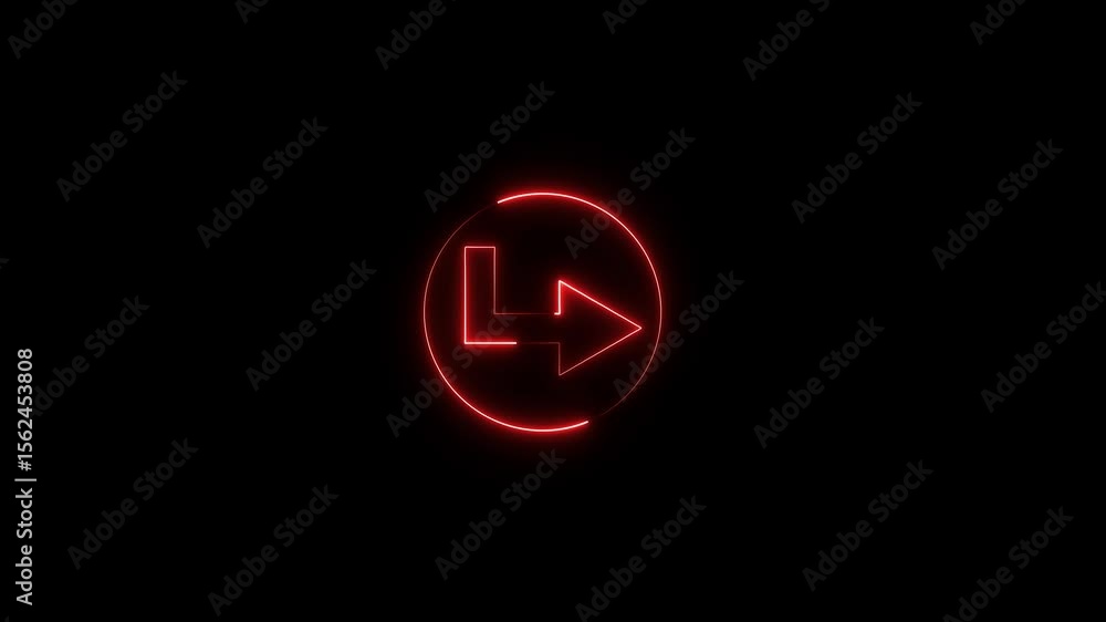 Poster abstract beautiful neon right arrow icon animation neon directional arrow background, circle and abs
