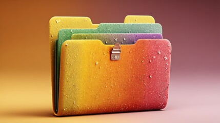 Multicolored textured folders with lock organization and information management for digital files and data