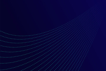 Data flow line dot abstract background with neon color on navy blue background.  Futuristic high speed technology effect with copy space.
