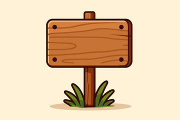 Blank wooden sign cartoon vector illustration for advertising, message board, discount promotion, announcement, rustic notice, empty wood signage, outdoor direction, modern flat design
