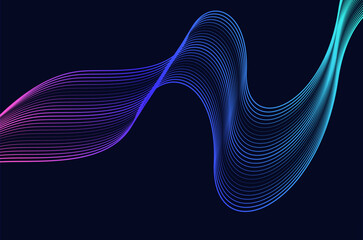 Abstract swirl stripes line colourful on black background. Luxury, bright and modern concept with copy space.
