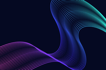 Abstract swirl stripes line colourful on black background. Luxury, bright and modern concept with copy space.