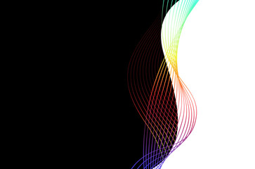 Abstract swirl stripes line colourful on black background. Luxury, bright and modern concept with copy space.