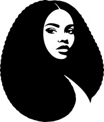 Female face with afro isolated on white background