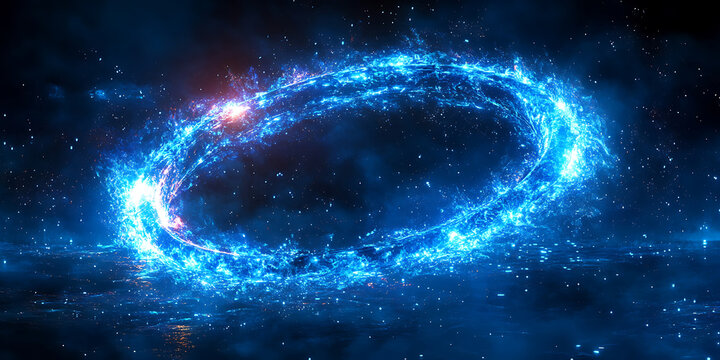 Mystical cosmic ring in dark space background featuring nebula and glimmering stars perfect for fantasy concept and space exploration themes