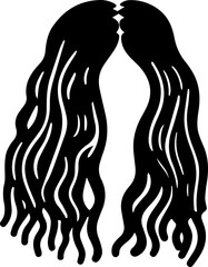 Female face with long hair isolated on white background