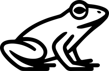 Minimalist logotype icon of A frog sitting on leaf