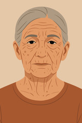 Elderly person neck wrinkles and age spots. Senior skin imperfections, aging process, realistic anatomy. Flat vector illustration. Dermatology, geriatric health, old age, human body detail concept