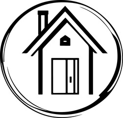 Minimalist Home or House Icon Real Estate or Property Management Concept